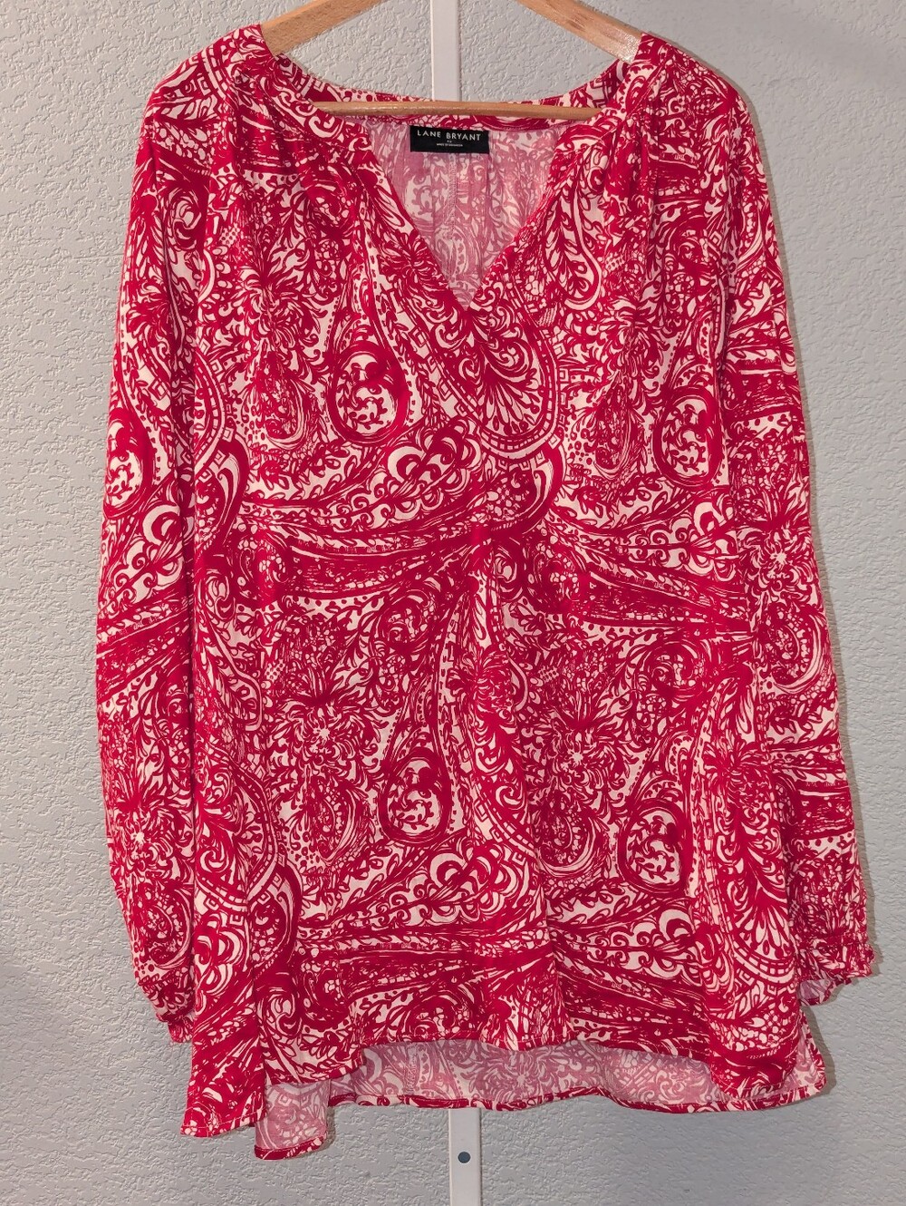 Swing Notch-Neck Popover Top Red white Size 20